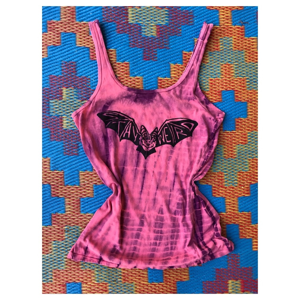 Custom Screen Printed Graphic Tank “Stay Weird” 🦇